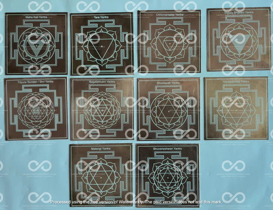 Dus Mahavidya Yantra Collection (More Effective, Certified Designs, Set of 10